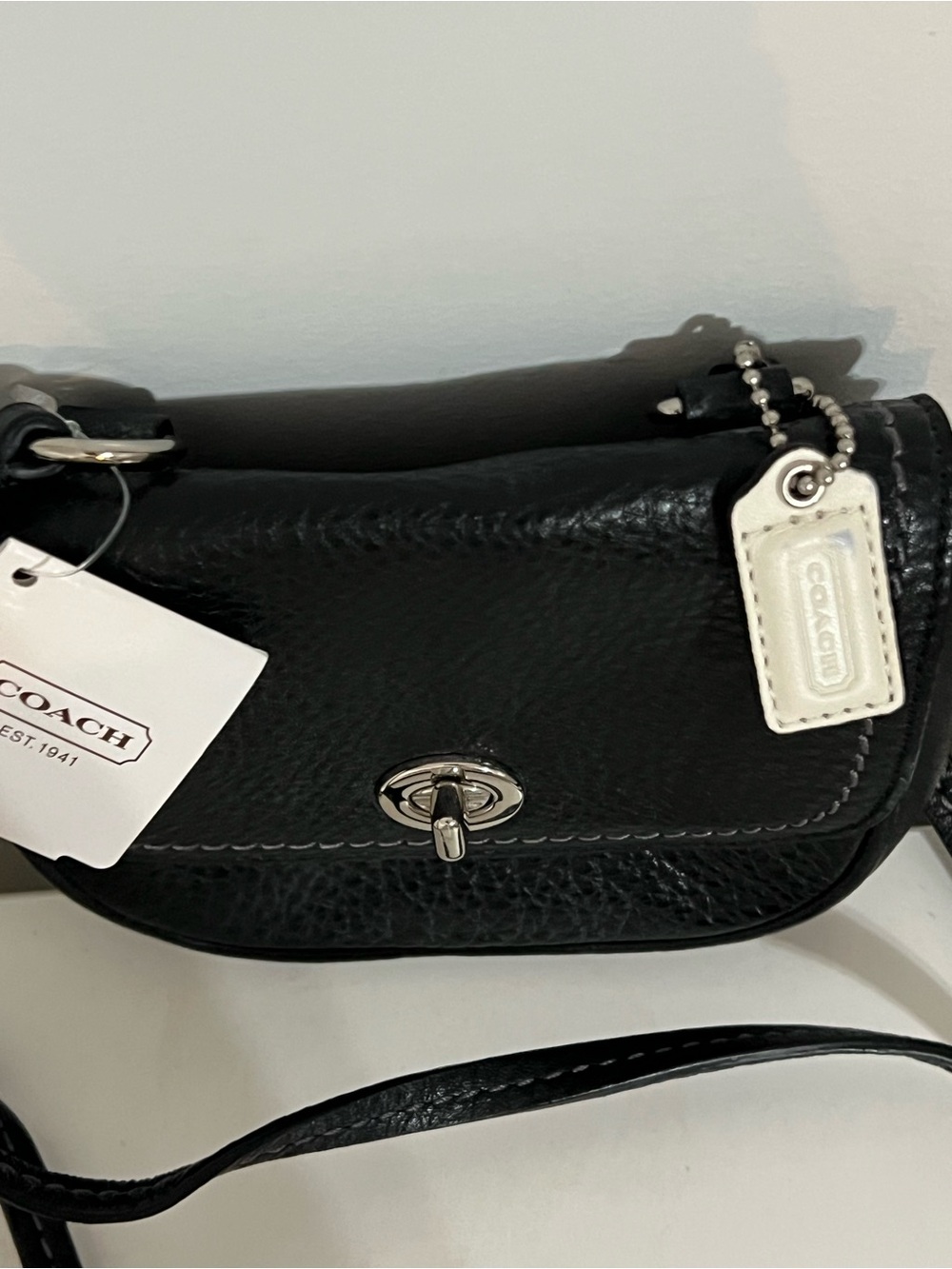 NWT Coach Park Mini Black Pebbled Leather Small Turnlock Crossbody Bag F49872 - Picture 5 of 12